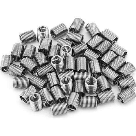 50pcs Stainless Steel SS304 Coiled Wire Helical Screw Thread Inserts M6 x 1.0 x 2.5 D Length