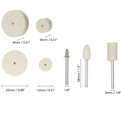 129pcs Accessoires de Roues de Polissage en Feutre en Laine pour Outils - Ing Professionnel pour le Métal et les Bijoux (1/5)