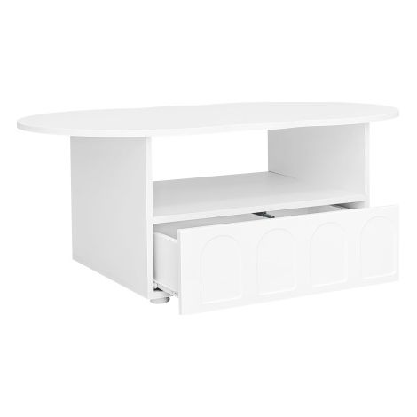 Table basse nuage blanche 100x60x40,5 cm tiroirs rangement