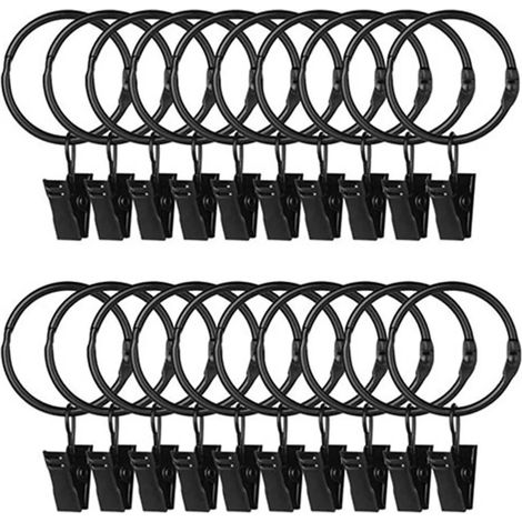 Gardinenringclips, schwarz, 20 Stück pro Packung (1/5)