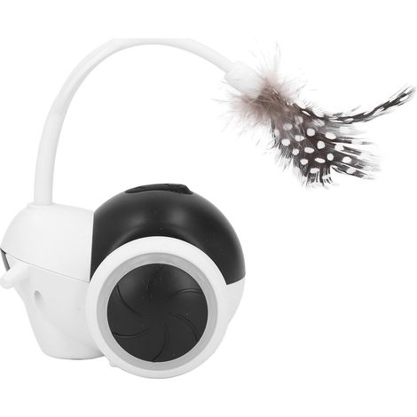 Jouet électrique intelligent pour chat, rechargeable, favorisant l'exercice, avec télécommande interactive et mouvement automatique, orné d'une plume noire. (1/5)