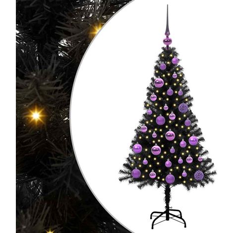 Weihnachtsbaum mit 150 LEDs mit Ständer Schwarz 120 cm PVC vidaXL