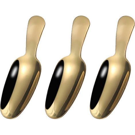 3er-Set multifunktionale Dessertlöffel aus Edelstahl mit kurzen Griffen, für Eis oder Desserts – 9,20 x 3,00 x 0,30 cm – Gold (1/4)