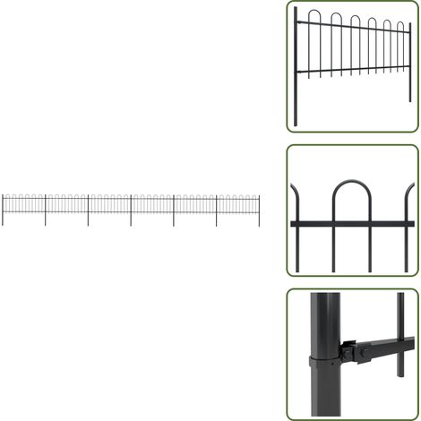 Recinzione per giardino - vidaXL Recinzione da Giardino con Parte Superiore ad Anello in Acciaio 1070x80 cm Nera - Recinzione per casa
