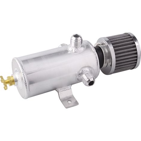 Car modification parts and supplies welding breather oil can with air filter, 0.75L, three-hole exhaust can - silver (1/4)