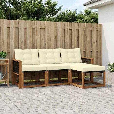 vidaXL Set di divani da esterno con cuscino 4 pcs Naturale e