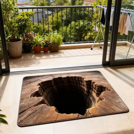Tapis Tompe L'oeil 3D Tou, Tapis Illusion D'optique 3d Tou ectangulaie, Paillasson Décoatif Abîme Infini Antidéapant, Aménagement Intéieu Extéieu Entée Hall Couloi Salle De Bain Chambe (1/5)