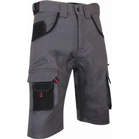 – Bermuda de travail bicolore gris nuit/noir T.48 – Tissu coton-polyester 300 g/m² – Renforts Oxford 900D imperméable – Poches pratiques (1/2)