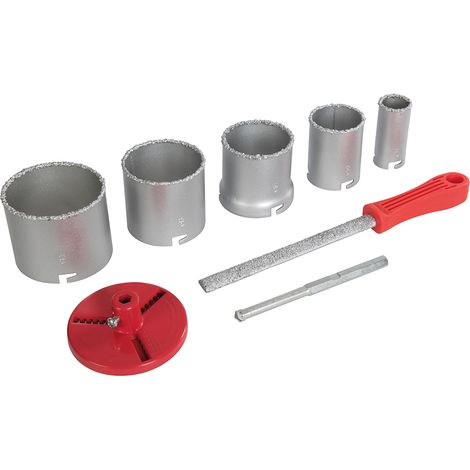 Lochsägen 33-53-67-73-83mm mit Wolframschleifkörnern Set 8-tlg.