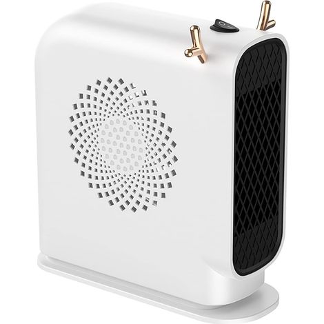 Mini radiateur monobloc, radiateur soufflant portable, radiateur électrique silencieux à économie d'énergie, protection contre la surchauffe, pour bureau à domicile (blanc) - 26 x 24,5 x 9,5 cm (1/2)