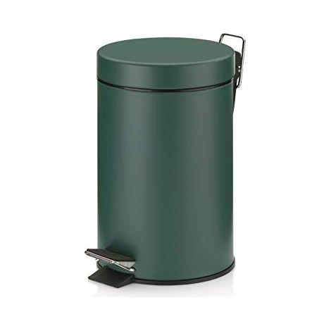 kela cestino per cosmetici verde 3 l, cestino a pedale in metallo per bagno, cestino da bagno con sacchetto interno e manici per il trasporto, MONACO, verde alpino opaco (1/2)