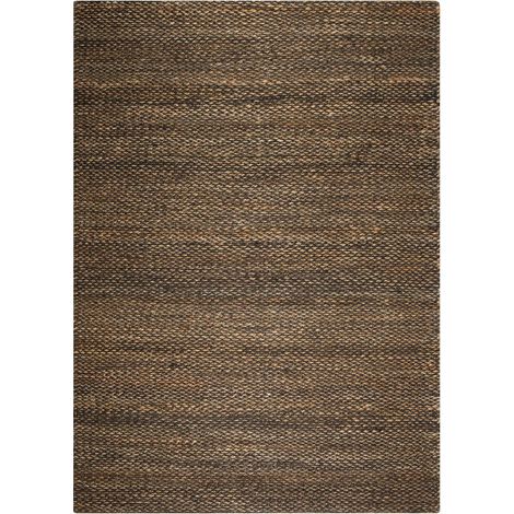 Tapis kilim fait main en chanvre 200x300 chocolat rectangle motif uni LOOK 607 (1/4)