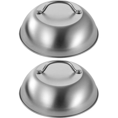 Set de 2 couvercles de poêle en inox de 23 cm (9 pouces) pour ustensiles cuisine et barbecue extérieur (1/5)