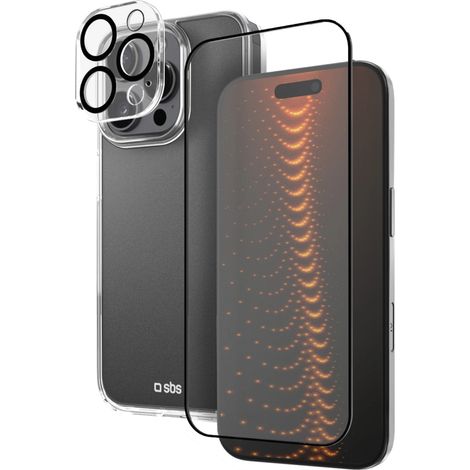Set SBS con tecnologia D3O per iPhone 16 Pro - custodia + protezione per schermo e fotocamera - trasparente (1/5)