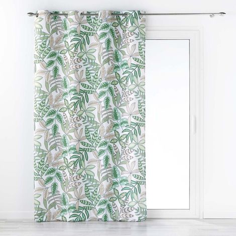 Rideau à 8 oeillets à imprimé végétal "Beautaline" - Vert et blanc - 140 x 260 cm - Livraison gratuite (1/4)