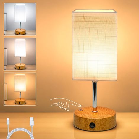Bedside Lamp Touch Wireless 6000mAh Rechargeable Table Lamps Linear Luminance and 3 Color Temperatures Lamp Bedroom Modern Fabric Shade Living Room Office Hotel (1 pcs) (1/5)