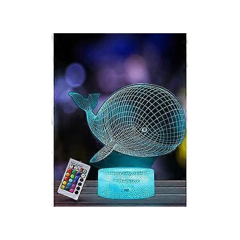 BaleineB Nachtlicht für Kinder, 3D-Illusionslampe, LED-Kinderzimmerlampe, Fernbedienung, 16 dimmbare Farben, Weihnachtsgeschenk für Mädchen und Jungen