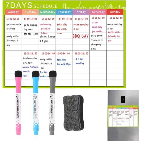 Organisateur pour évier et réfrigérateur, calendrier magnétique - Calendrier magnétique effaçable à sec A3 pour réfrigérateur avec effaceur et stylo  41,9 x 30 cm, calendrier flexible pour réfrigérate (1/5)