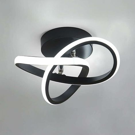 Plafonnier LED Moderne 20W Plafonnier LED Design Spirale Moderne pour Allée, Chambre Hôtel, Cuisine, Escalier Couloir Plafonnier, Blanc Froid 6000K (Noir) [Énergie Classe E] (1/5)