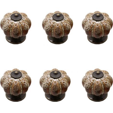 Juego de 6 tiradores de cajón de cerámica esmaltada estilo europeo con forma de calabaza (Leopardo blanco) (1/5)