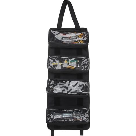 Kit di utensili per elettricisti a rotolo, borsa con inserto per finestra trasparente, borsa portautensili in tela di manutenzione ispessita e resistente all'usura multifunzionale, nera