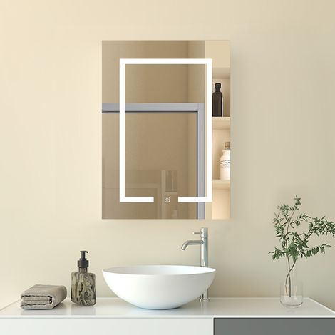 Badschrank Badezimmerschrank Hängeschrank Wandschrank Spiegelschrank Bad mit LED 60x70cm