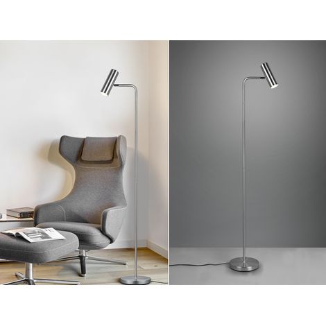 Stehlampe MARLEY in Silber matt, Spot schwenkbar, Höhe 151cm