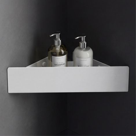 Mai & Mai Duschablage zum Bohren oder Kleben, Duschregal Badablage Ecke, Badezimmerablage zur Wandmontage für Bad und Küche, Sandweiß Reglo-07