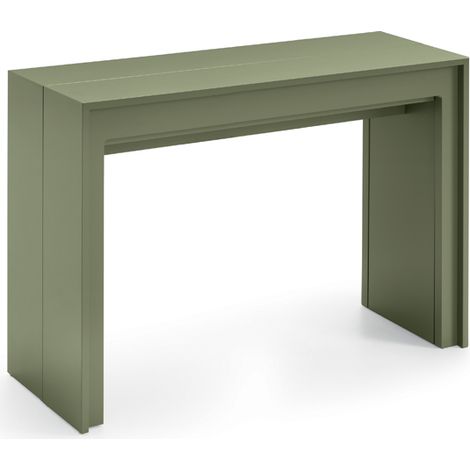 Consolle Allungabile Segmenta 110x42,5/297,5x78 cm in MDF Laccato Verde Opaco (1/4)
