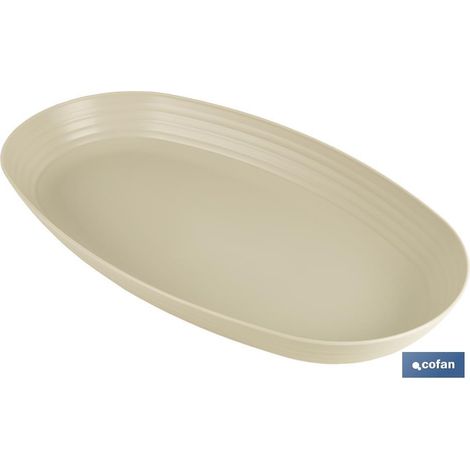 Pack de 6 plats ovales Nara 2000ml, polypropylène, beige