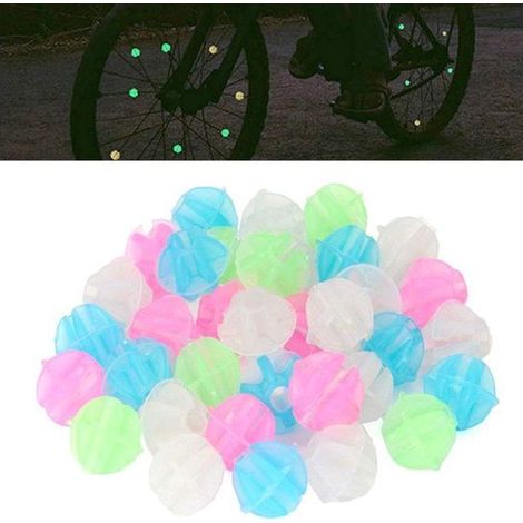 Lot de 36 perles phosphorescentes pour rayons de vélo - Réflecteurs décoratifs pour roues - Décoration de rayons pour enfants - Perles de vélo lumineuses (1/4)