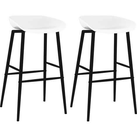 lot de 2 Chaises de bar  Tabourets de Bar Tabourets Hauts blanc BGT48288 (1/5)