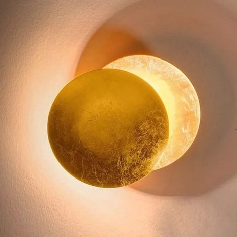 Moderne LED-Wandleuchte - 7-W-Wandleuchte in Gold für den Innenbereich - Kreative Wandleuchte im Eclipse-Design - Geeignet für Wohnzimmer, Schlafzimmer und Treppenhaus - Ø 20 cm