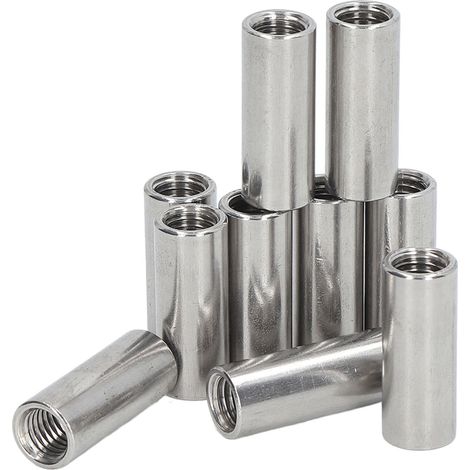 Lot de 10 écrous de raccordement ronds en acier inoxydable 304, filetage femelle, pour connexion cylindrique. (1/5)