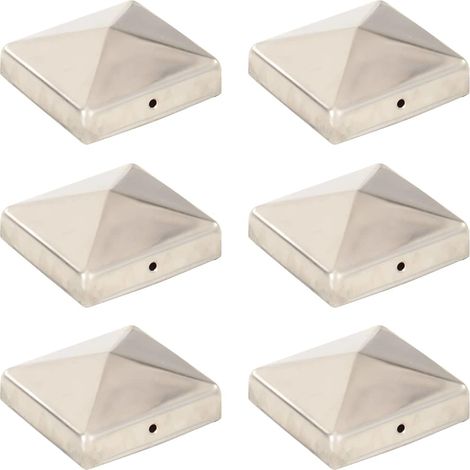 vidaXL Bouchons de poteau de clôture pyramidaux 6 pcs Inox 81x81 mm (1/2)