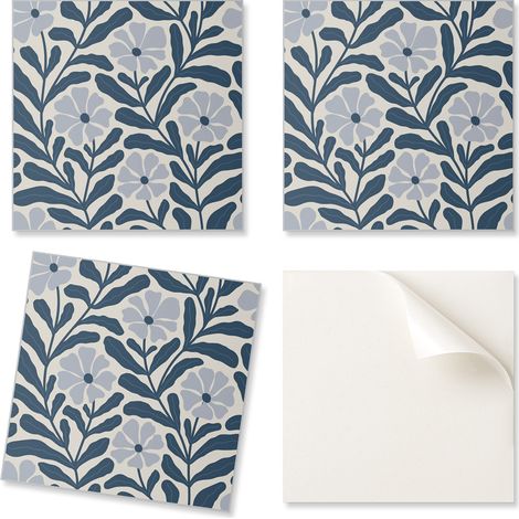 Baldosas de vinilo estampadas listas para instalar con dise帽o floral, 20x20x20 cm.