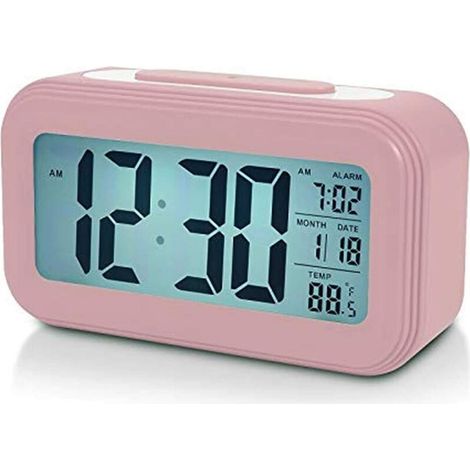Réveil numérique à piles de 11 cm pour la chambre, réveil de chevet avec écran LCD, fonction snooze, rétroéclairage, veilleuse, date et température, minuteur pour gros dormeurs, seniors et adolescents (1/5)