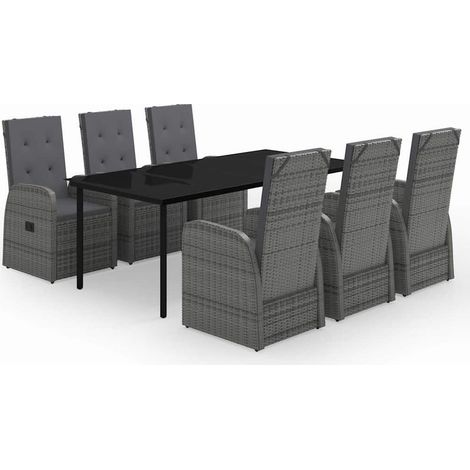 Maison Exclusive - Set da Pranzo da Giardino 7 pz con Cuscini Grigio (1/5)