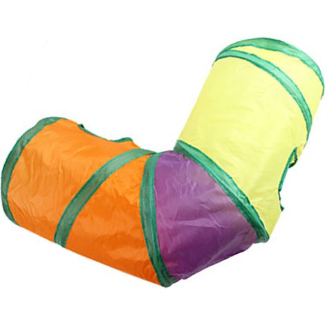 Tunnel pour chat pliable à 3 voies, interactif, couleurs arc-en-ciel, tunnel en forme de coude à angle droit, jouet pour chats et chatons (1/5)