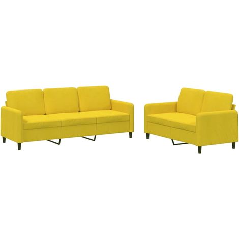 vidaXL Set di Divani 2 pz Giallo in Velluto (1/5)