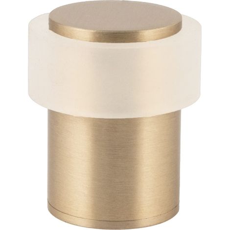 Butée de porte 24 x 35 mm Amortisseur en silicone Fabriqué en laiton Base filetée Comprend vis + cheville de serrage Mod. I-19124x35 (Laton Mat - Caoutchouc blanc) (1/5)