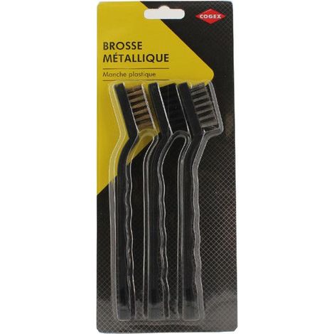 Brosse - COGEX - Lot de 3 brosses métalliques avec manche en plastique - Longueur 150mm