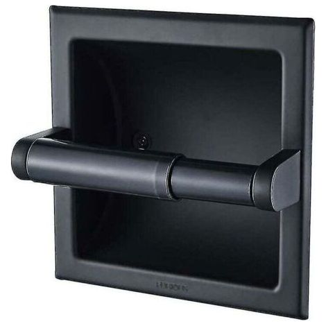 Matte black toilet paper holder, wall-mounted, recessed, black metal toilet paper holder with mounting bracket