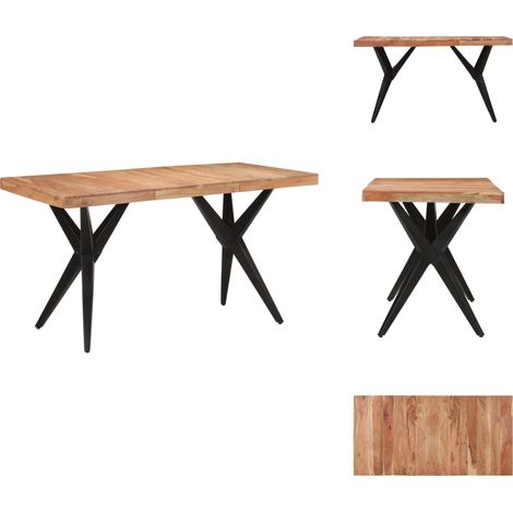 Esstisch Schwarz 140x70x76 cm Massivholz Akazie - Esstisch - Holztisch - Wohnzimmertisch - Industrielles Design - Akazienholz (1/5)