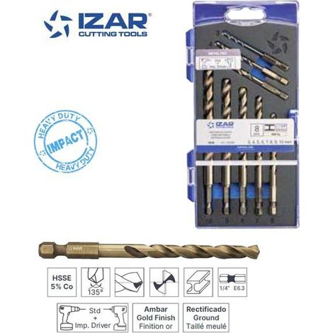 coffret 8 forets HSSE 5%cobalt Izar queue hexagonale E6.3