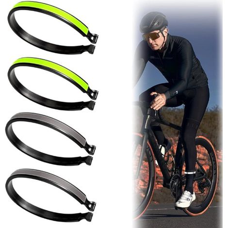 Lot de 2 paires de pinces à pantalon réfléchissantes – Vélo, camping, course – Noir/vert – Sécurité (1/5)