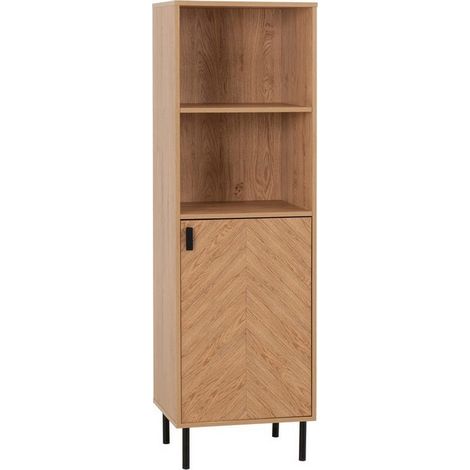 Leon 1 Door 2 Shelf Cabinet - L40 x W50 x H160 cm - Medium Oak Effect