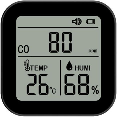VURAHOME - Moniteur de qualité de l'air 3 en 1, détecteur haute précision de CO (monoxyde de carbone), température et humidité avec fonction alarme pour maison, bureau, voiture,de
