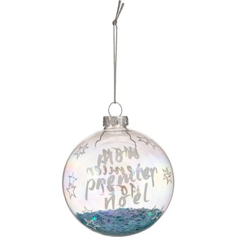 Boule de Noël Déco "Douceur des Neiges" 8cm Bleu