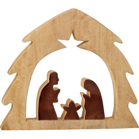 Crèche Sapin en Bois "Ajourée" 37cm Marron & Naturel (1/2)